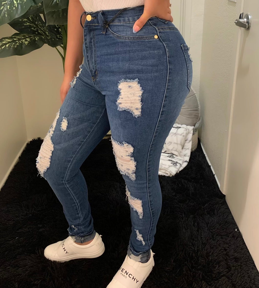 High Rise Ripped Jeans